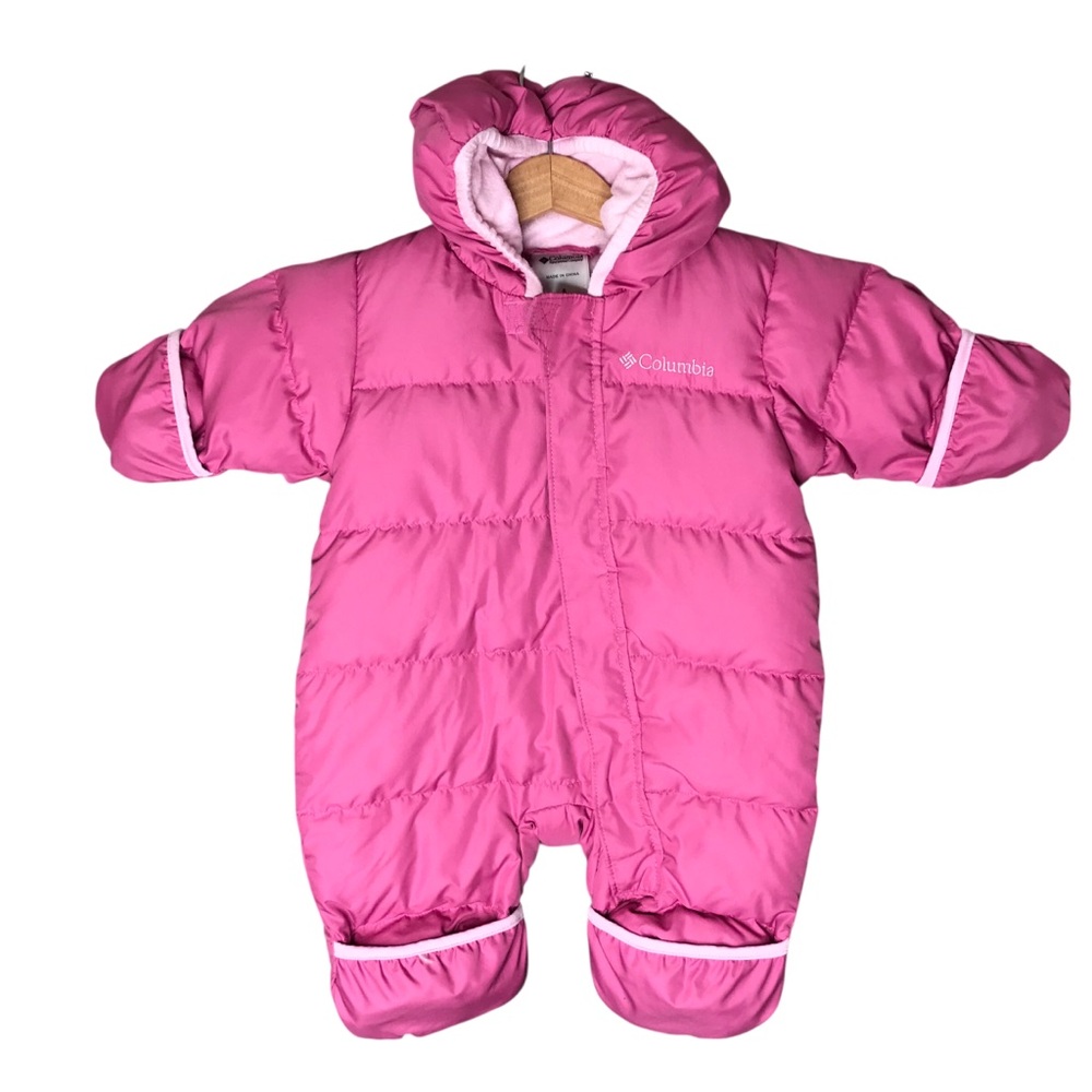 Columbia Down Filled Infant Snuggly Toddler Pink Bunting Warm Snowsuit 6 Months